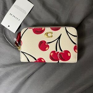 Coach Cherry Print Wallet - Cream and Red